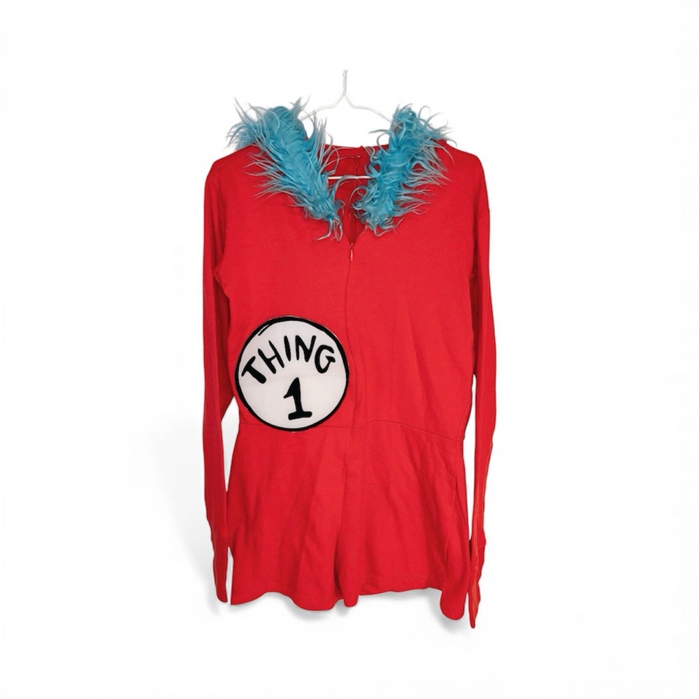 Dr. Seuss The Cat in the Hat - Thing 1 Long Sleeve Hooded Romper Costume